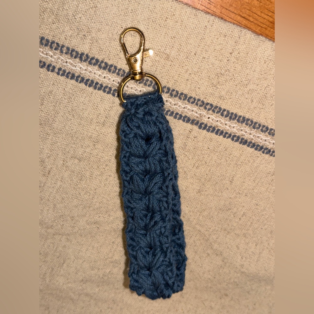 Handcrafted Blue wristlet Keychain Accessory
